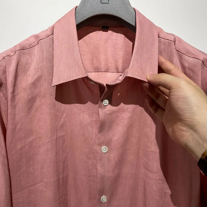 [Pendant elegant temperament] Light luxury Italian versatile, linen Tencel loose business casual long-sleeved shirt