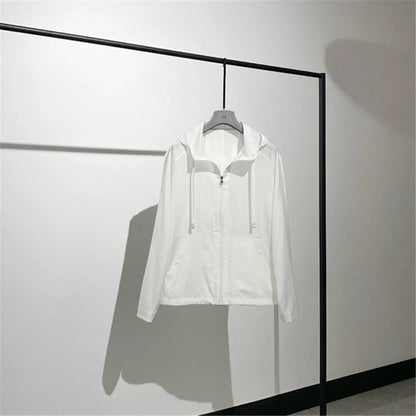 Simple and elegant premium light and breathable ultra-thin wool lyocell hooded sunscreen jacket jacket