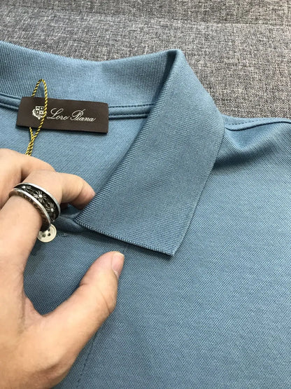 Italian LP old money style light luxury men's summer simple business casual lapel short sleeved polo shirt
