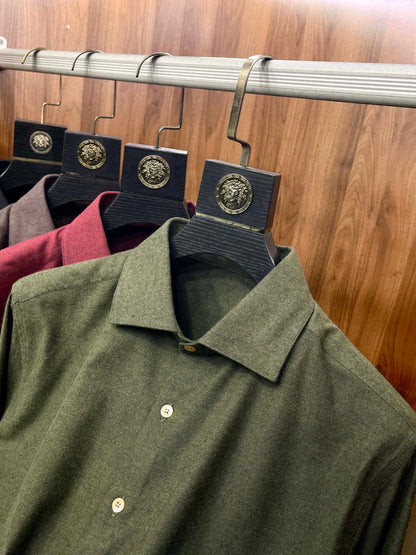 [Warm cashmere cotton] Gentleman's business leisure winter versatile polished slim lapel long-sleeved shirt