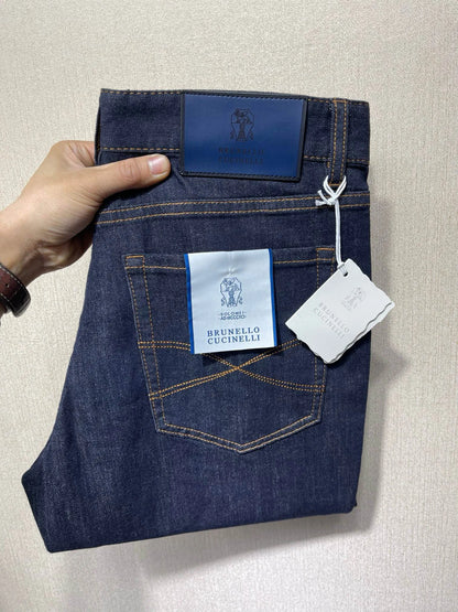 Italy BC men's spring and summer new washed blue micro-elastic breathable fashion casual old money wind small straight jeans