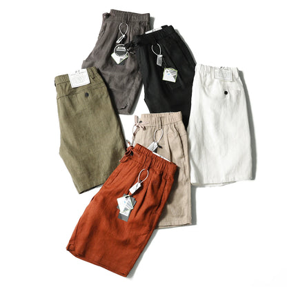 ZZ summer pure linen shorts men's breathable quick-drying easy-care five-point outdoor casual pants