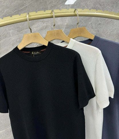 Italian LP men's summer new combed cotton sweat-absorbing breathable fashion casual knitted short-sleeved T-shirt