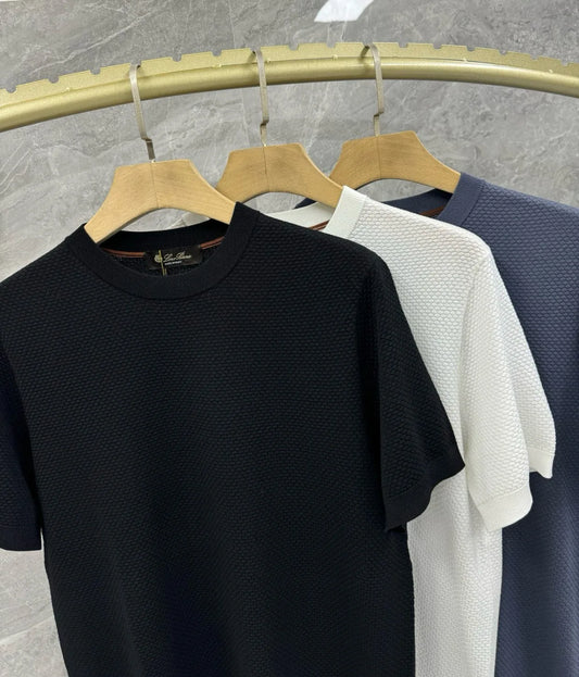 Italian LP men's summer new combed cotton sweat-absorbing breathable fashion casual knitted short-sleeved T-shirt