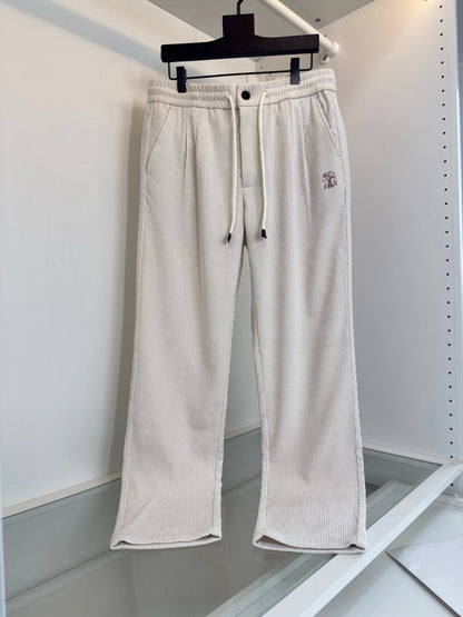 Italy BC spring new corduroy striped solid color versatile fashion old money wind straight casual pants