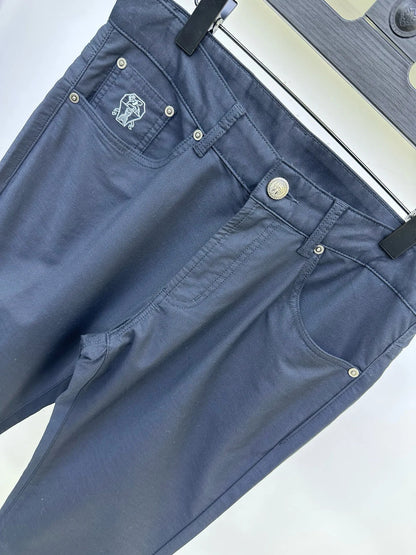 Italian BC Men's New Micro Elastic Breathable Simple Solid Color Fashion Old Money Style Straight Tube Casual Pants