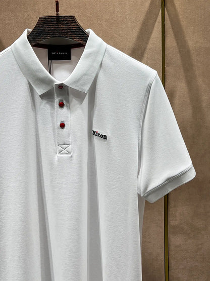 Summer kiton Chiton embroidered men's lapel short-sleeved solid color simple fashion versatile casual POLO shirt