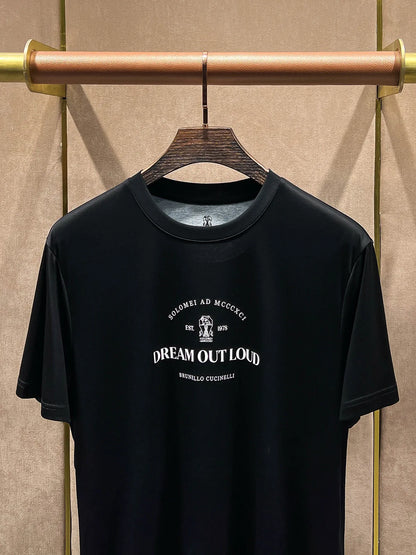 Italy BC men's clothing summer new cotton breathable solid color fashion casual old money wind round neck short sleeve T-shirt