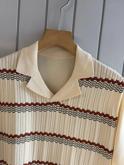 Italian old money style light luxury 25 summer rhombus cashmere mulberry silk lapel short-sleeved casual polo shirt