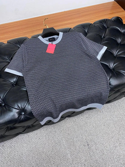 Italian Kiton Fashion Light Luxury Men's Knitted Sweater Crew Neck Versatile Casual Short Sleeve T-Shirt