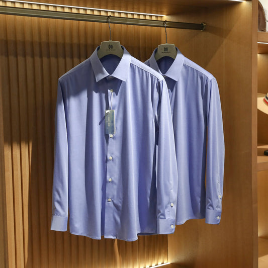 ZZ spring new men's business casual liquid ammonia cotton long-sleeved shirt formal professional shirt
