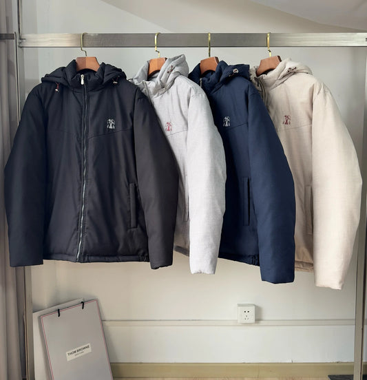 Italian BC men's autumn and winter new fashion casual thick warm stand collar hooded cotton coat thick jacket