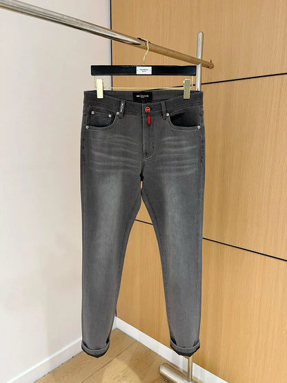 25 spring and summer new Italian kiton chiton solid color fashionable versatile slim-fitting small feet men's casual jeans