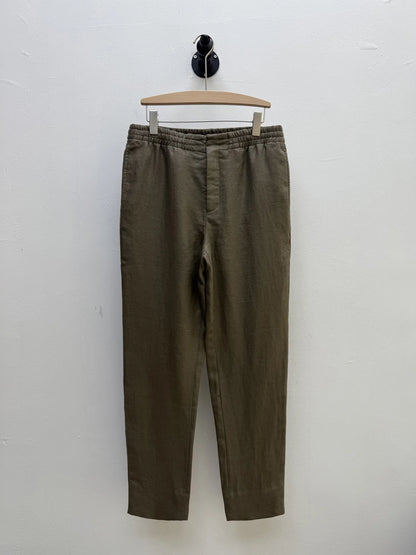 High quality, old money style 100% linen, elastic waist fashion loose straight linen casual trousers