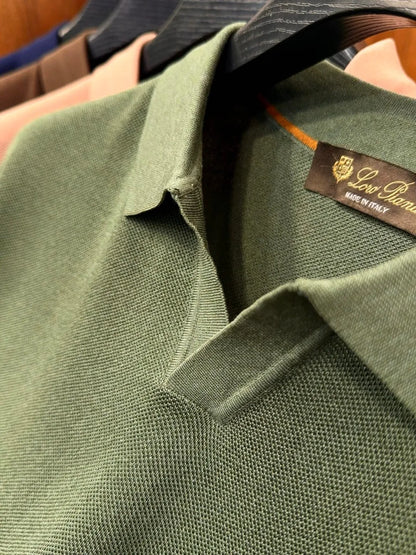 LP Italian old money style light luxury summer mulberry silk mixed Lyocell Haiou collar business casual short-sleeved polo shirt