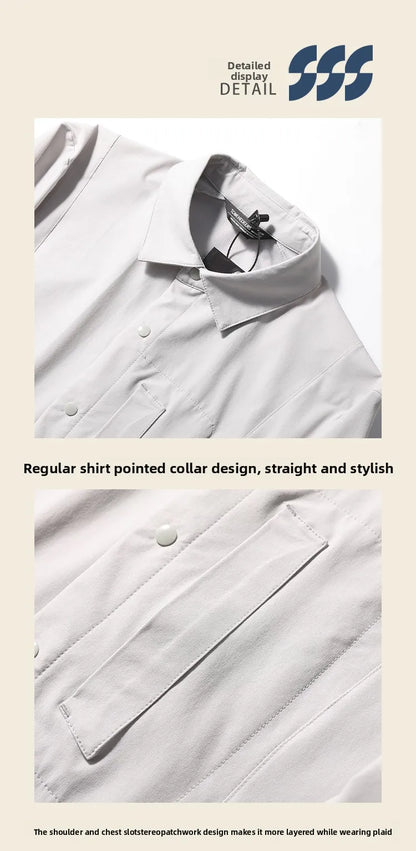 Spring and summer new men's leisure urban functional wind outdoor long-sleeved shirt breathable four-sided elastic shirt