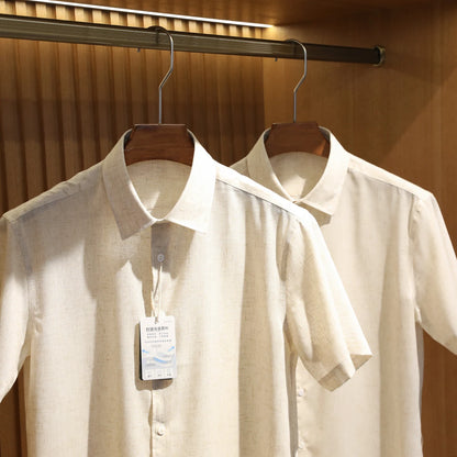 Z Italian luxury summer new light and thin liquid ammonia ice silk linen breathable and easy to take care of short-sleeved shirt
