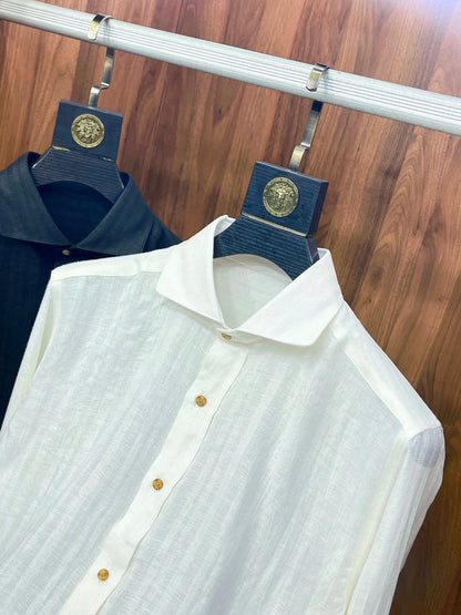 Elegant and low-key, breathable sunscreen linen fabric comfortable cotton long-sleeved loose shirt