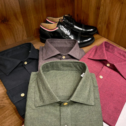 [Warm cashmere cotton] Gentleman's business leisure winter versatile polished slim lapel long-sleeved shirt