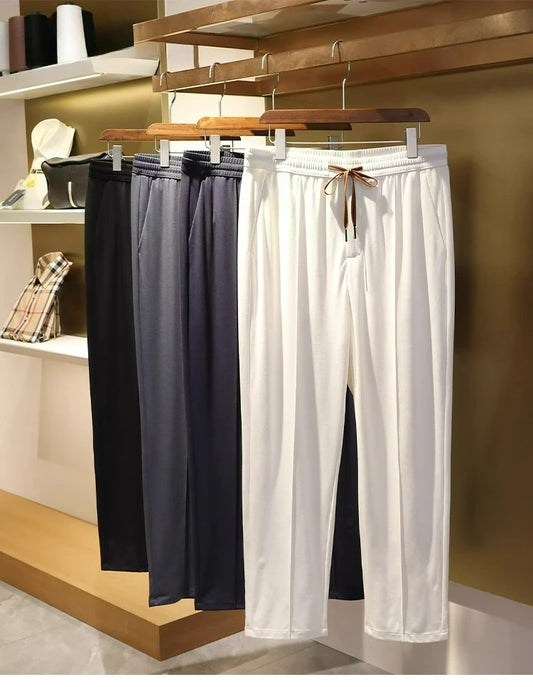 Italian luxury ZZ series 2025 spring and summer new men's high-end cool mulberry silk Tencel blend trousers
