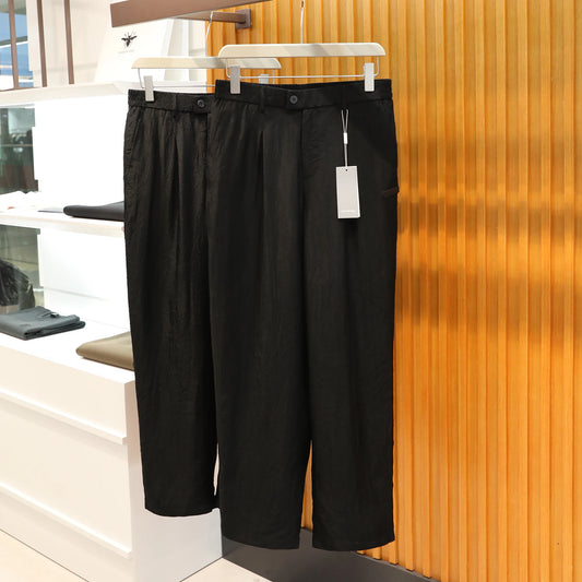 2025 spring and summer new men's light luxury urban outdoor acetate cool breathable wide-leg straight casual pants