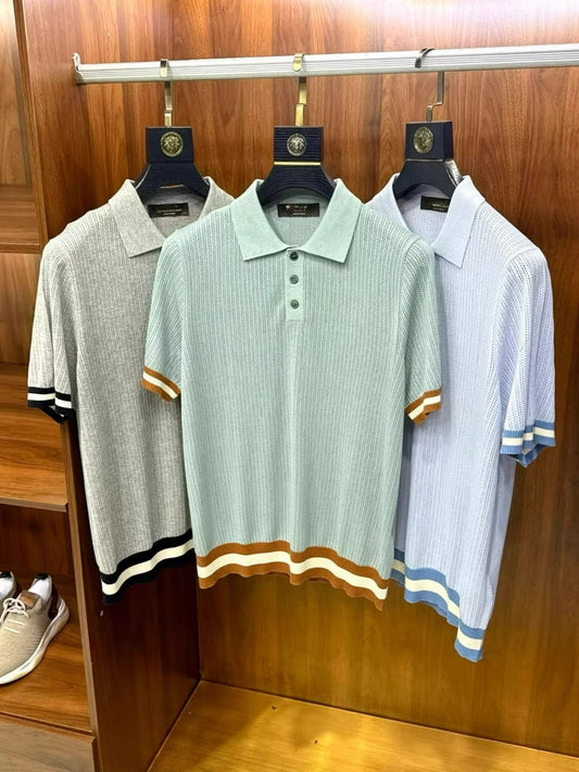 Italian LP Old Money Wind 25 Summer Mulberry Silk Mixed Cashmere Flip Collar Short Sleeve Casual Polo Shirt