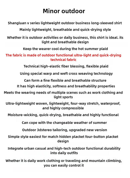 2025 summer new men's business and leisure outdoor quick-drying breathable high-elastic shirt light and thin long-sleeved shirt