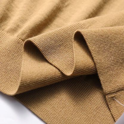 Spring Fashion Business Casual Wool Knitted Sweater Solid Color Long Sleeve POLO Shirt
