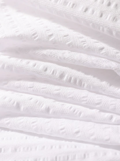 2025 spring and summer new men's high-end white light luxury temperament seersucker cotton long-sleeved shirt 1035