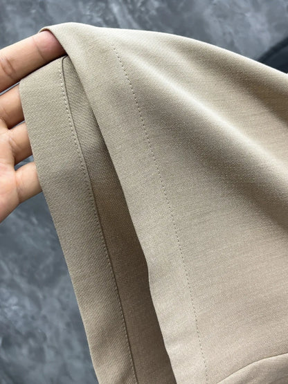 Italian Kiton Simple and Versatile Elastic Waist Straight Leg Linen Casual Shorts