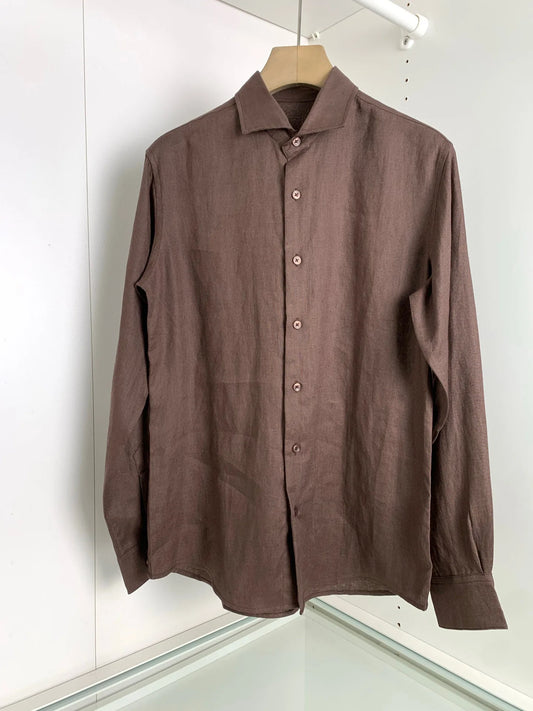 【Multiple color options】100% linen loose cut light luxury business casual breathable linen long sleeve shirt