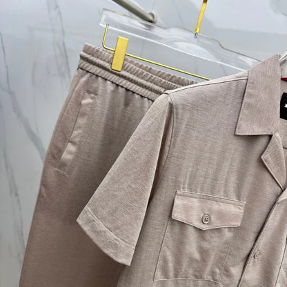 Italian kiton European and American light luxury men's clothing 25 summer lapel shirt jacket straight elastic pants casual suit