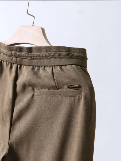 Italian LP European and American light luxury men's clothing, linen Tencel vertical elastic waist tether straight casual pants