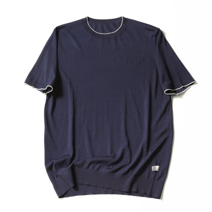 2025 summer new men's urban commuting solid color Tencel mulberry silk blended cool knitted short-sleeved T-shirt