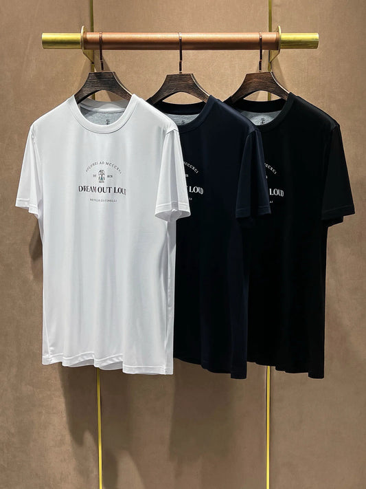 Italy BC men's clothing summer new cotton breathable solid color fashion casual old money wind round neck short sleeve T-shirt