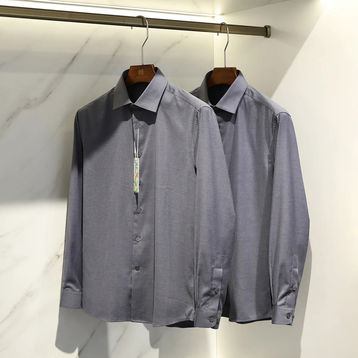 ZZ Italian Luxury, Spring and Autumn Business Casual Long Sleeve Shirt Men's Easy Care Bottom Shirt