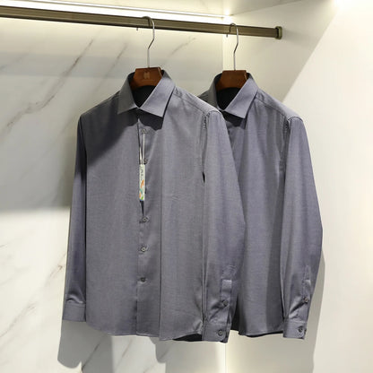 ZZ Italian Luxury, Spring and Autumn Business Casual Long Sleeve Shirt Men's Easy Care Bottom Shirt