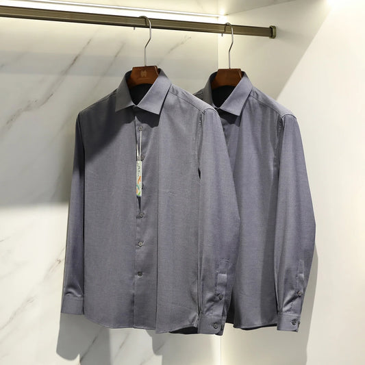 ZZ Italian Luxury, Spring and Autumn Business Casual Long Sleeve Shirt Men's Easy Care Bottom Shirt