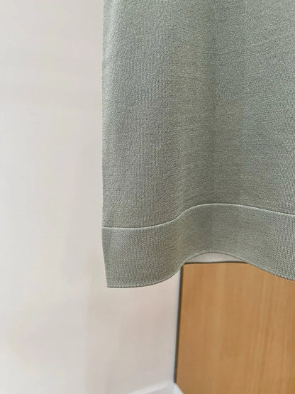 Italian LP Men's Spring/Summer New Collection Wool Sand Thread Cotton Simple Fashion Round Neck Knitted Short Sleeve T-shirt