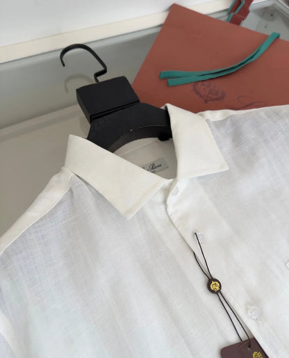 Italian LP Light Luxury Men's Spring and Summer Pure Linen Business Casual Elegant Long Sleeve Shirt Shirt