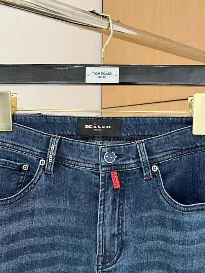 25 spring and summer new Italian kiton chiton solid color fashionable versatile slim-fitting small feet men's casual jeans