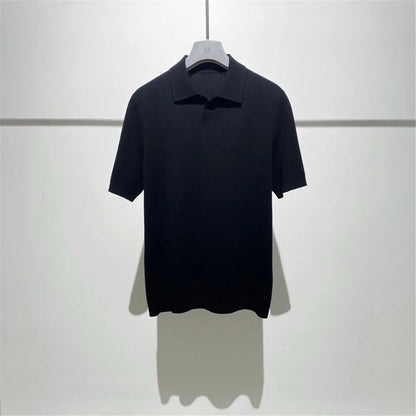 Toning premium spring and summer business, super soft cotton yarn, casual knitted polo shirt, short-sleeved polo shirt