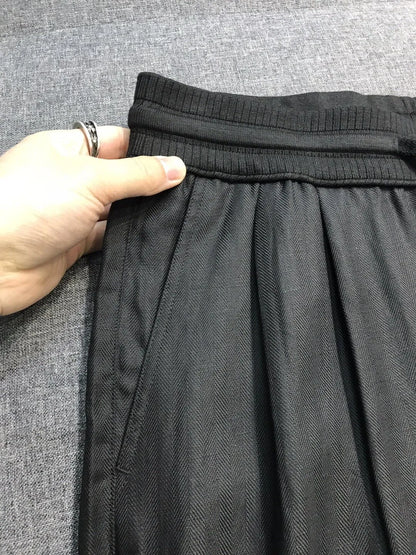 Italian LP European and American light luxury men's clothing linen Tencel elastic waist tether straight casual pants