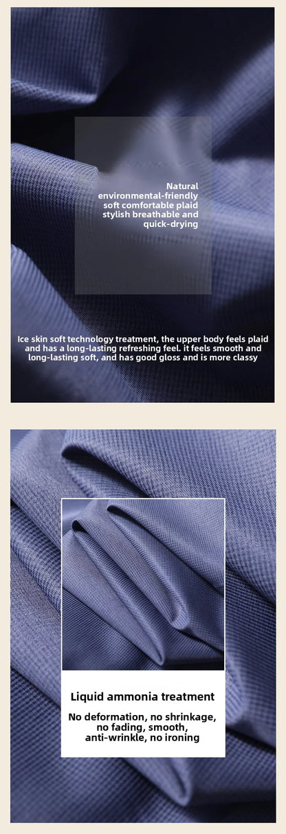 Italian luxury spring new men's business casual long-staple cotton shirt thousand bird plaid dark pattern shirt