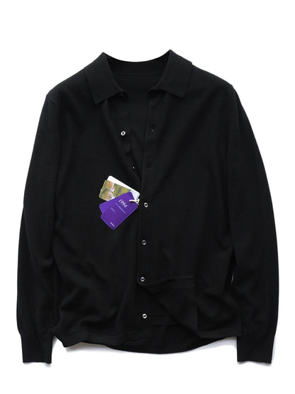 Autumn and winter business high-end mulberry silk long-sleeved shirt men's wool knitted cardigan sweater