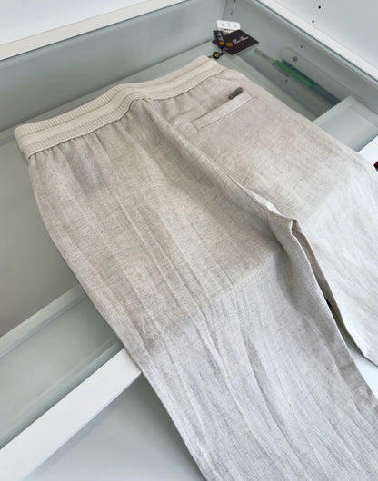 Italian LP men's summer new Tencel linen sweat-absorbing breathable simple fashion straight casual pants