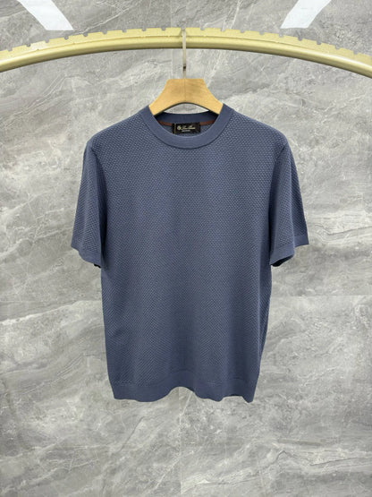 Italian LP men's summer new combed cotton sweat-absorbing breathable fashion casual knitted short-sleeved T-shirt