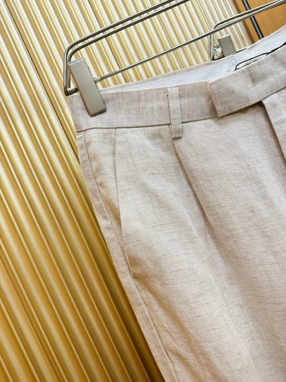 Italian LP light luxury minimalist summer high version straight pants business casual tencel linen pants men
