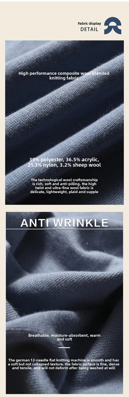 ZZ series classic Italian light luxury, spring and autumn wool blended men's crew neck knitted sweater anti-pilling sweater