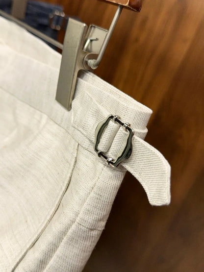 Italian style European and American LP light luxury men's summer linen Tencel straight tube minimalist business casual trousers